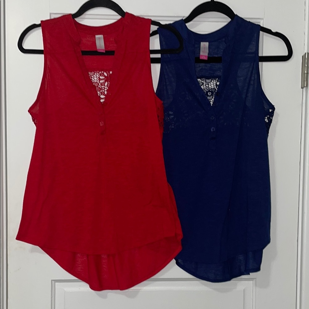 No Boundaries Red and Navy Sleeveless Tops